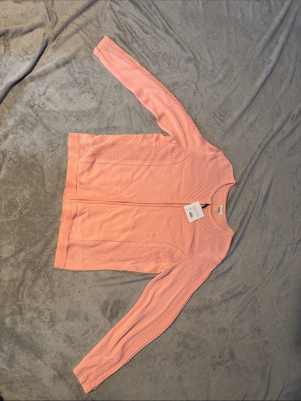croft & barrow Peach Knit Zip-Front Sweater